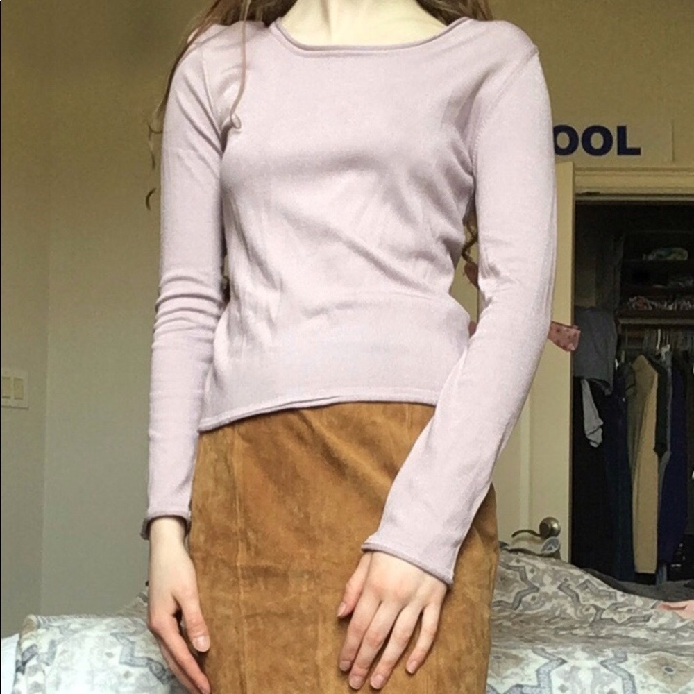 Stefanel Mauve Pink Shiny Long sleeve Top
